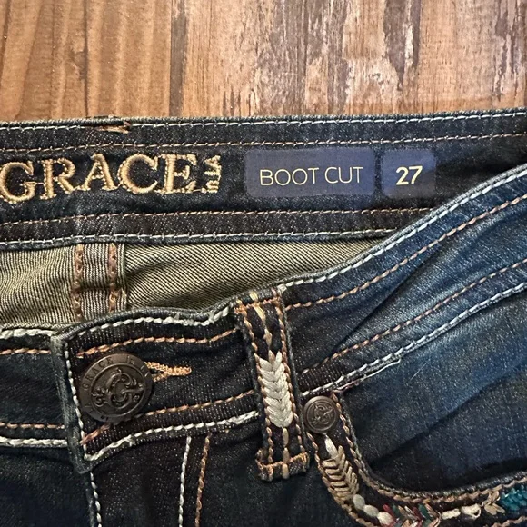 Vintage Grace in L.A. Dark Blue Y2K Bootcut Jeans - Picture 4 of 8